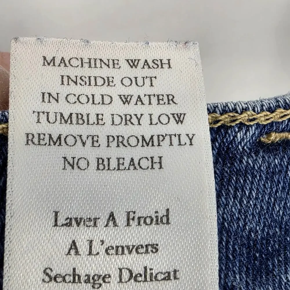 Frank & Eileen Antique Blue Cork Frayed Crop High Rise Button Fly Jeans Size 28